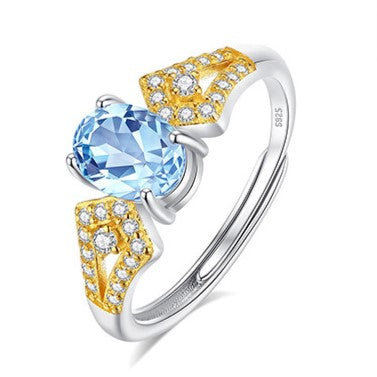 925 Sterling Silver Ring Mount for 5x7mm Oval Gemstone, Surround-Paved Adjustable Open Shank DIY