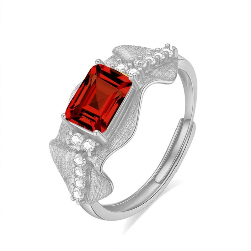 925 Sterling Silver Ring Mount for 5x7mm Rectangle Gemstone, Brushed Finish
