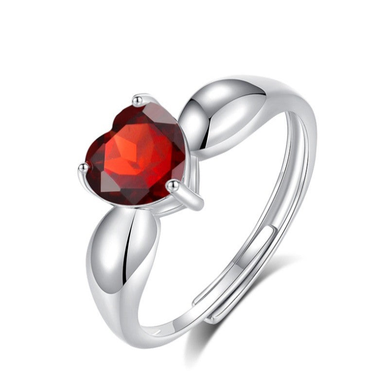 925 Sterling Silver Heart-Shaped Ring Mount for Jade/Crystal DIY