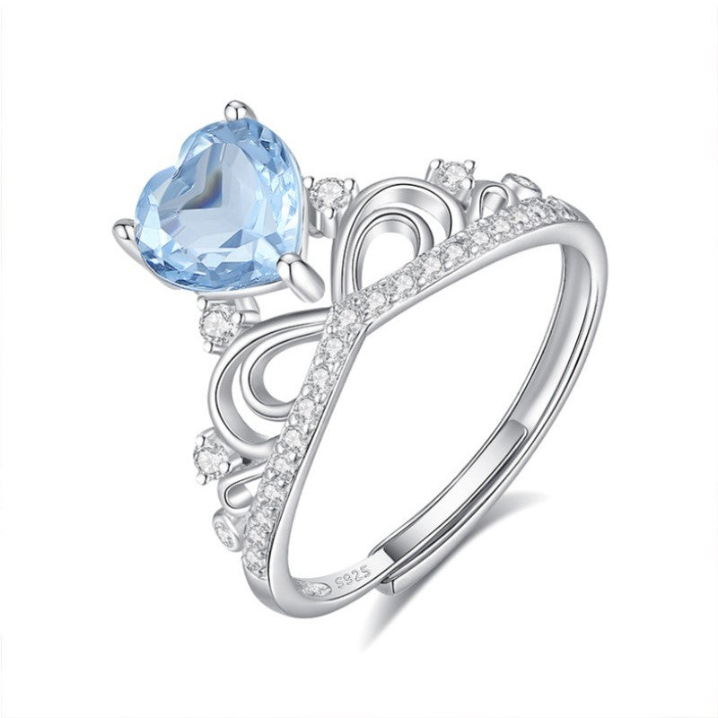 925 Sterling Silver Heart-Shaped Ring Mount for Jade/Crystal DIY