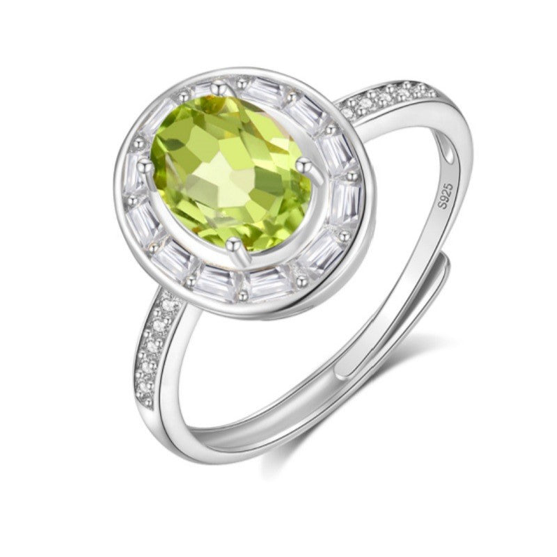 925 Sterling Silver Ring Mount for 6x8mm Oval Gemstone, French-Style Luxury DIY