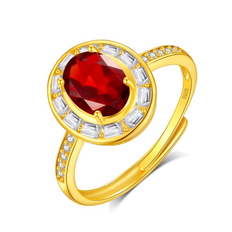 925 Sterling Silver Ring Mount for 6x8mm Oval Gemstone, French-Style Luxury DIY
