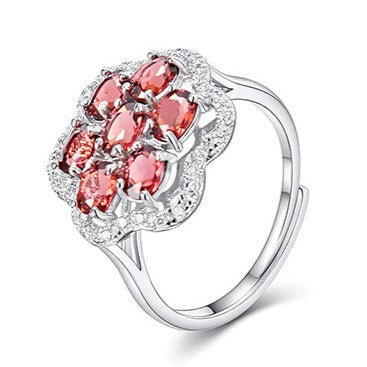 925 Sterling Silver Ring Mount for 3x4mm Oval Gemstone, Petal Surround-Paved Luxury DIY