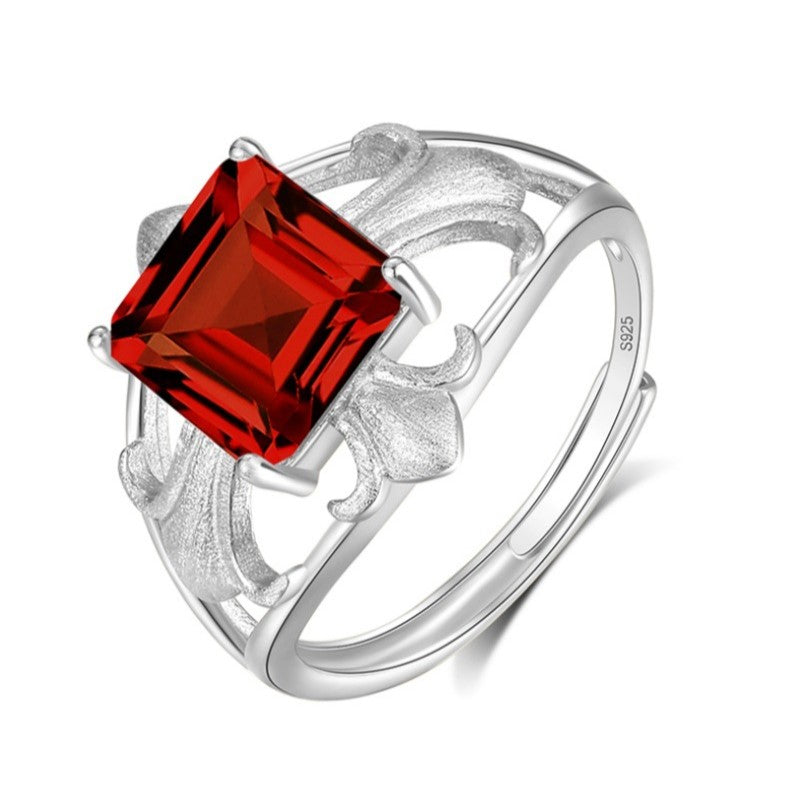 925 Sterling Silver Iris Ring Mount for 8mm Square Gemstone, Fine Brushed Finish
