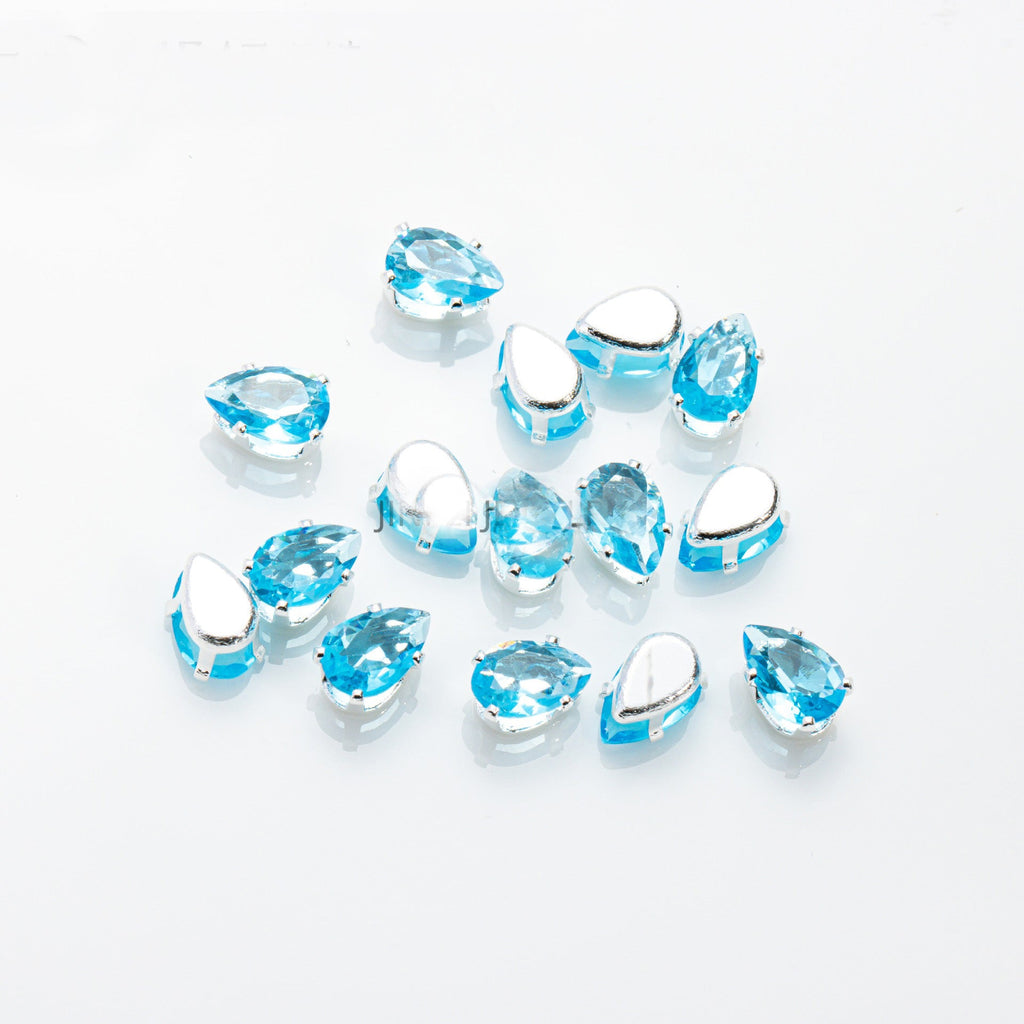 (100pcs)4x6mm Teardrop Prong-Set CZ