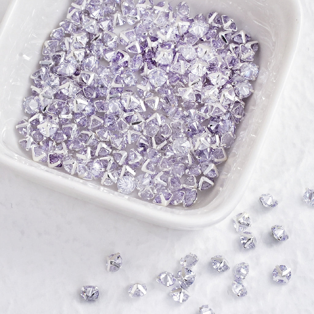 (100pcs)3x5mm Teardrop Prong-Set CZ