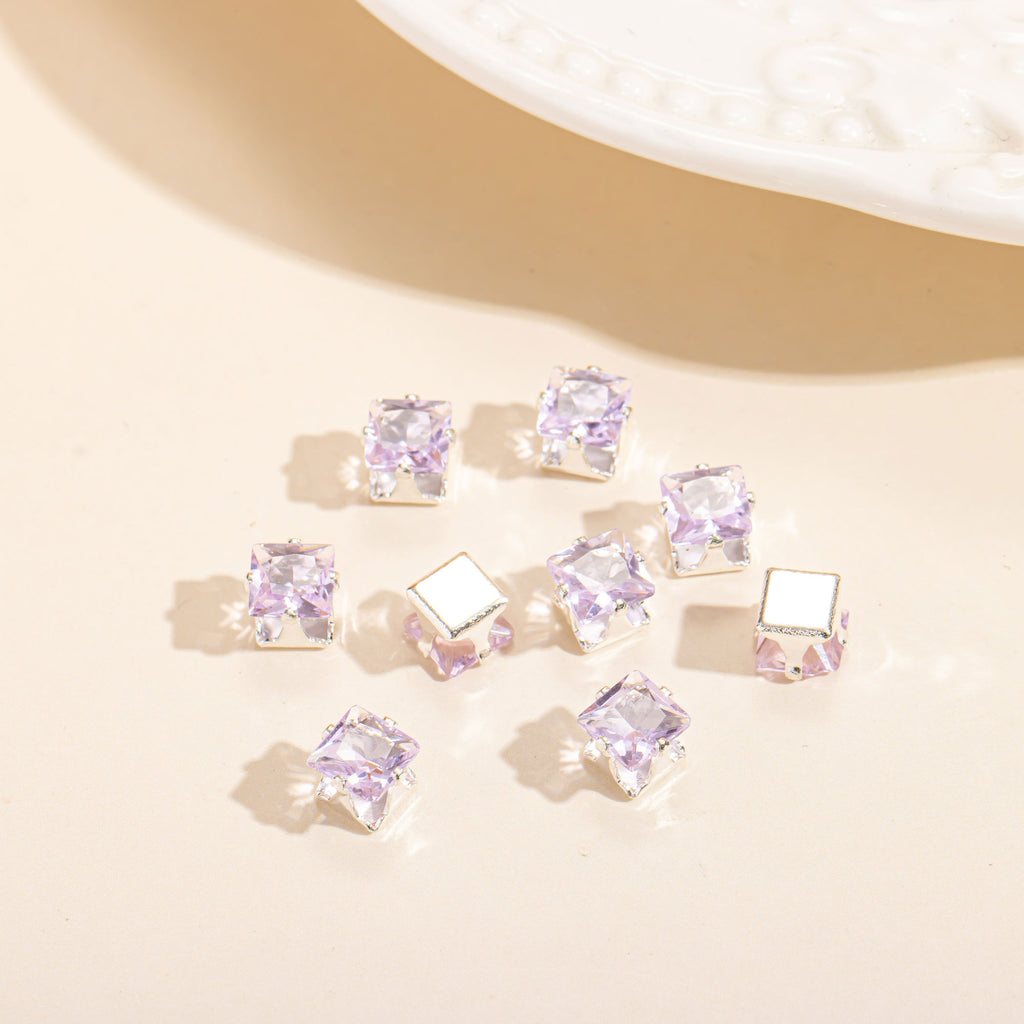 (100pcs)5x5MM Square Prong-Set CZ
