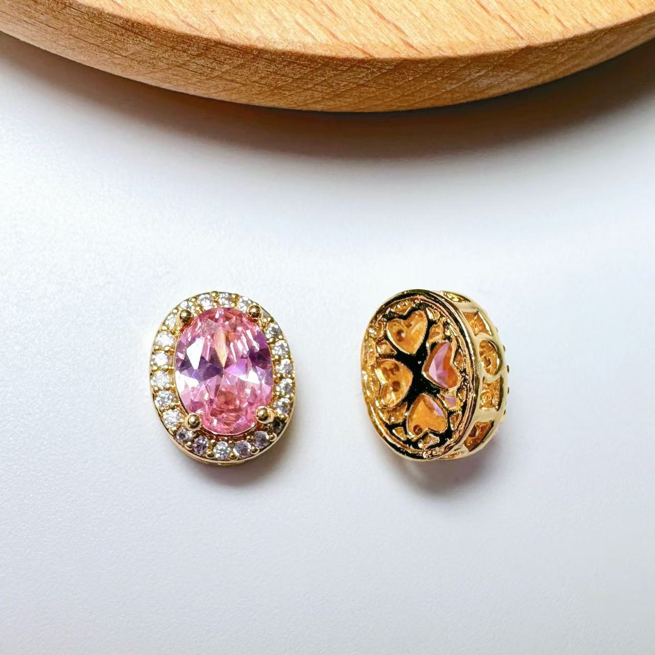 Oval Cut CZ Spacer Bead-10pcs