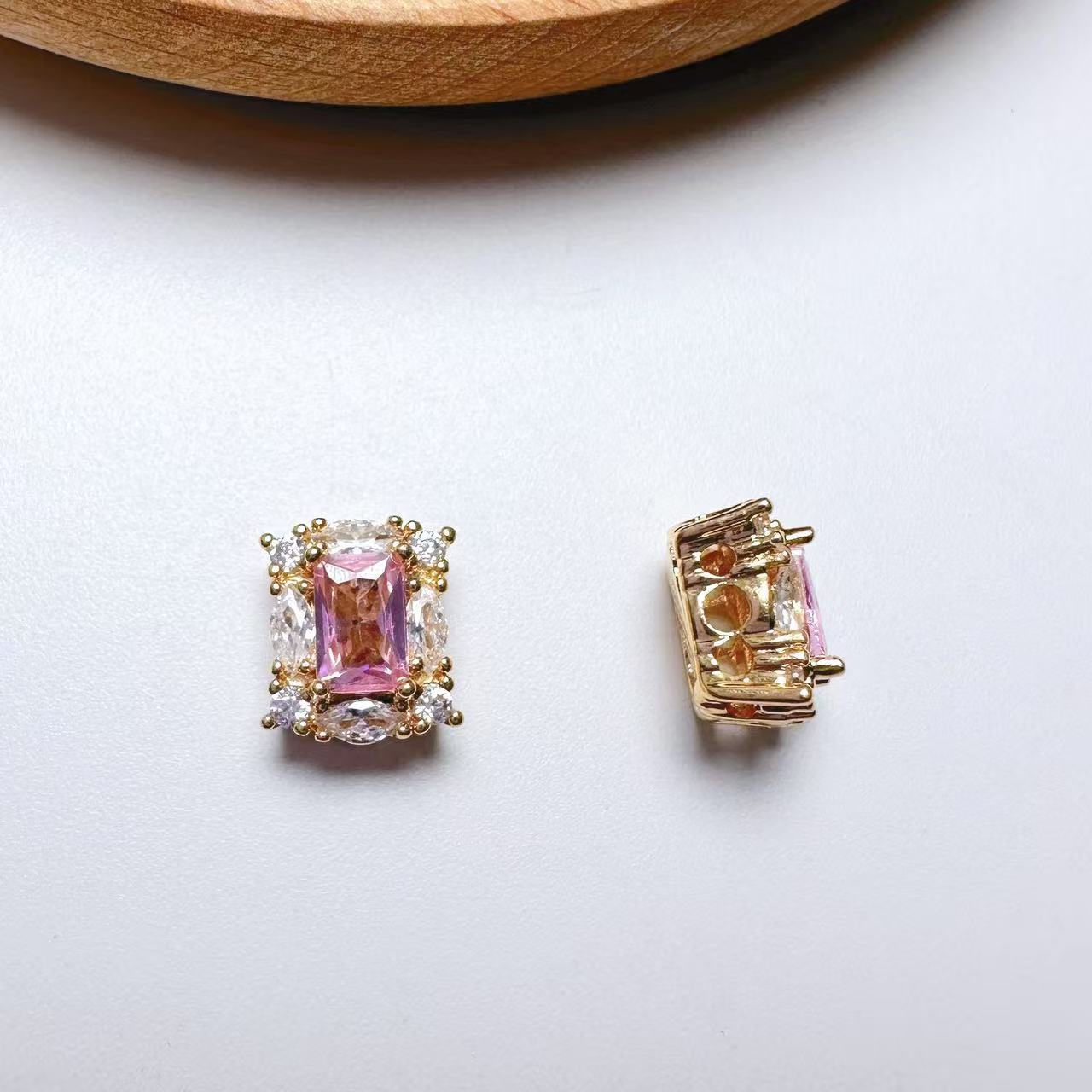 Rectangle Cut CZ Spacer Bead-10pcs