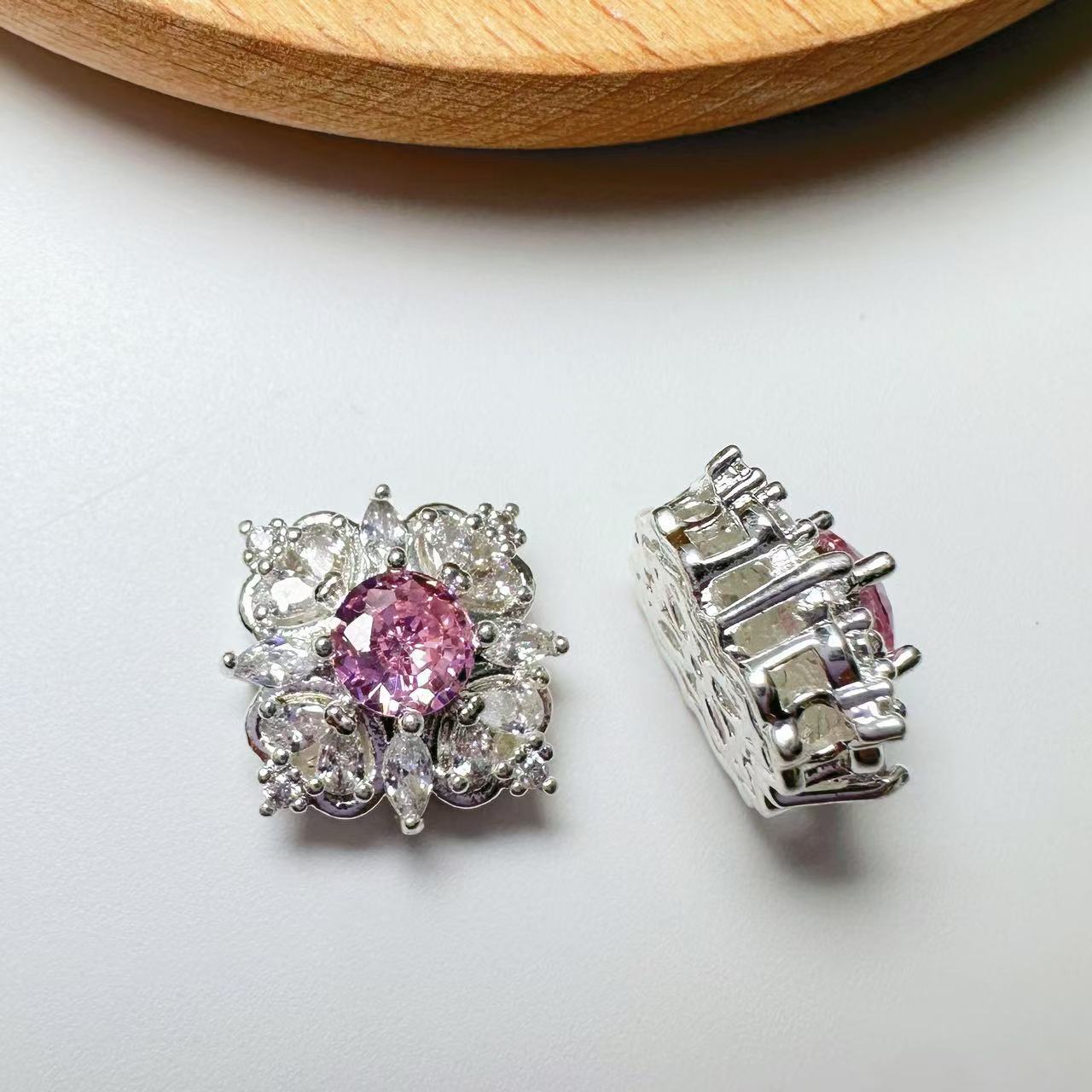 Square CZ Spacer Bead-10pcs