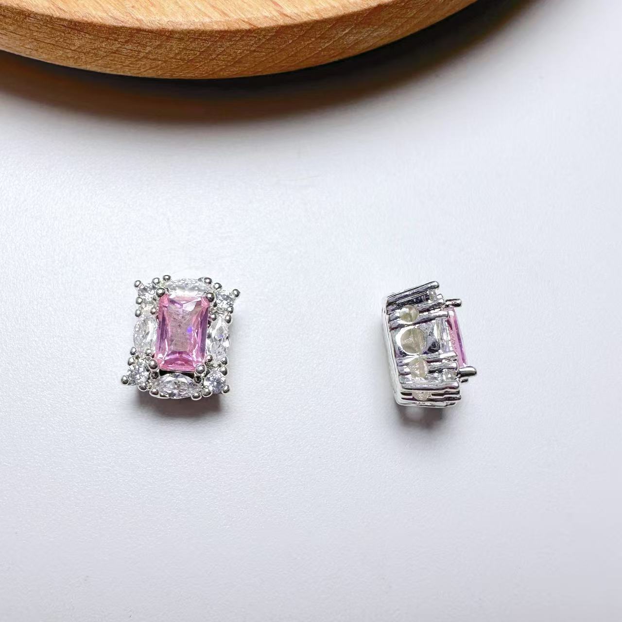 Rectangle Cut CZ Spacer Bead-10pcs