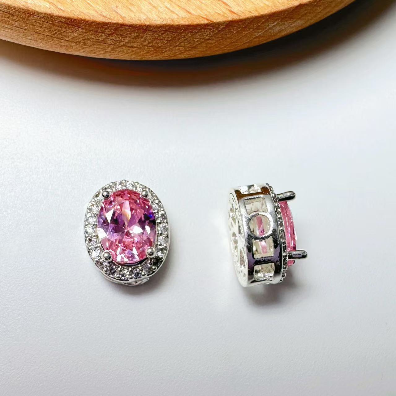 Oval Cut CZ Spacer Bead-10pcs
