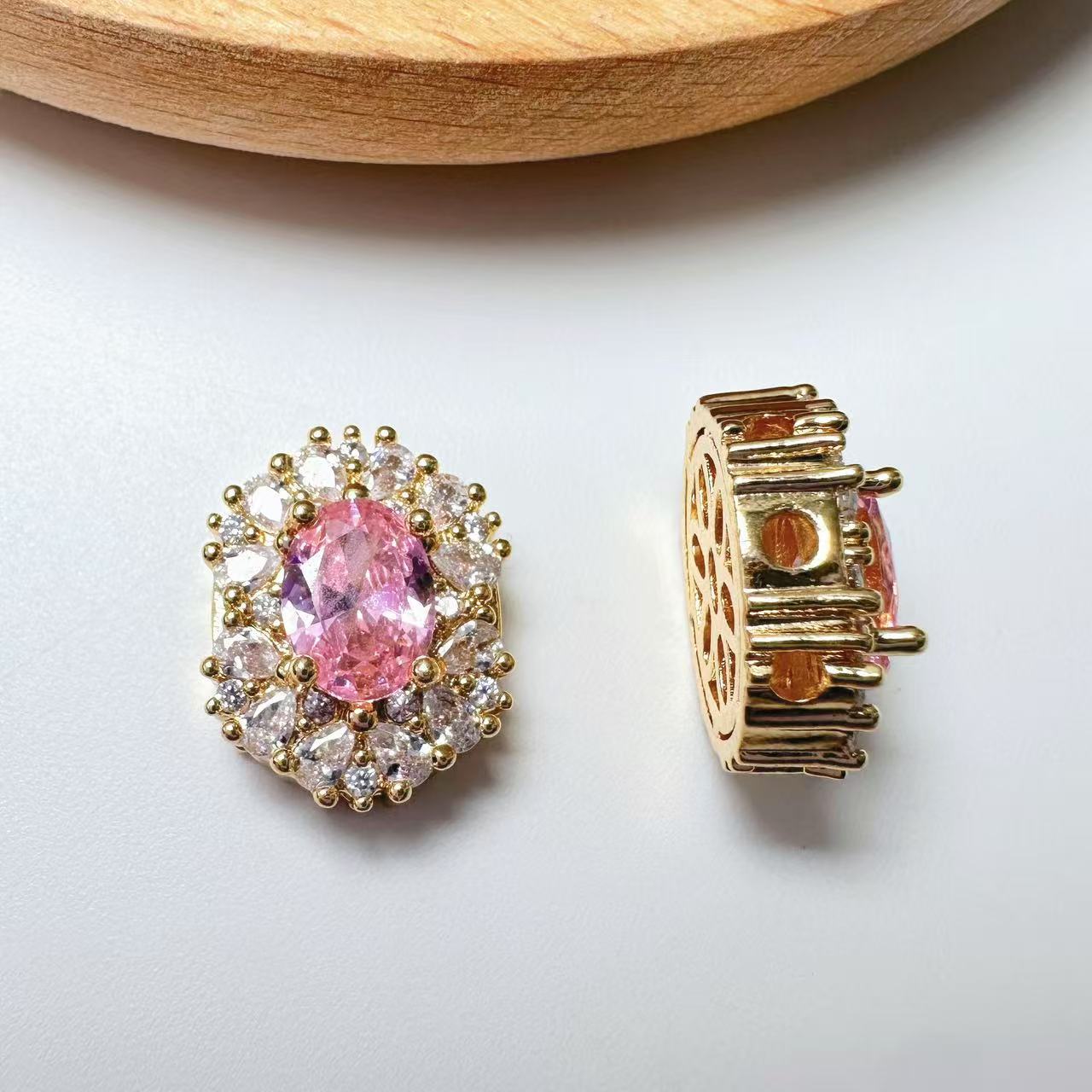 Oval Cut CZ Spacer Bead-10pcs
