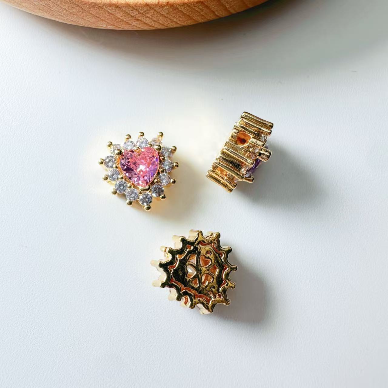 Heart Shape CZ Spacer Bead-10pcs