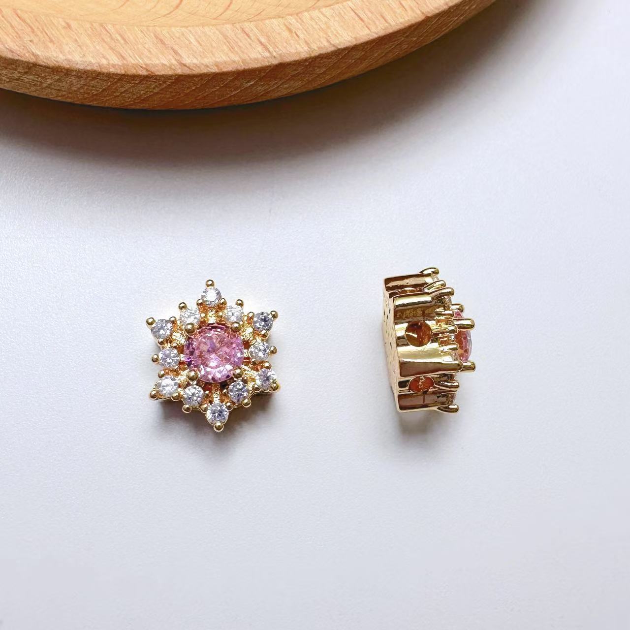 Snowflake CZ Spacer Bead-10pcs