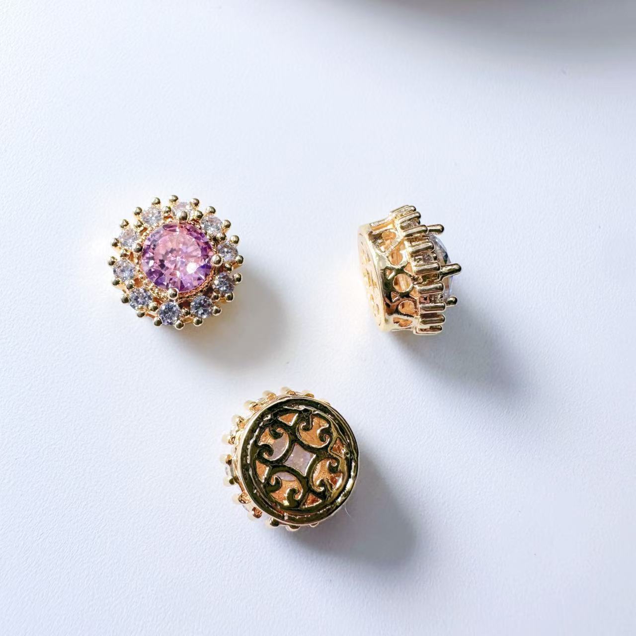 Round Cut CZ Spacer Bead-10pcs