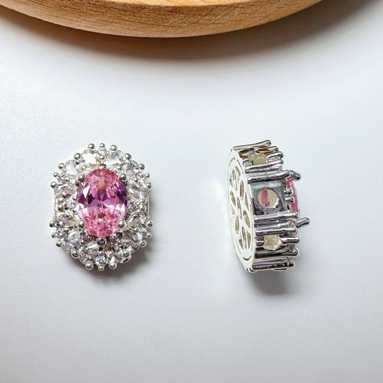 Oval Cut CZ Spacer Bead-10pcs