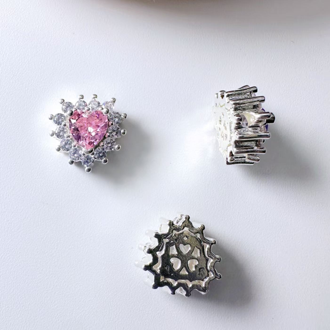 Heart Shape CZ Spacer Bead-10pcs