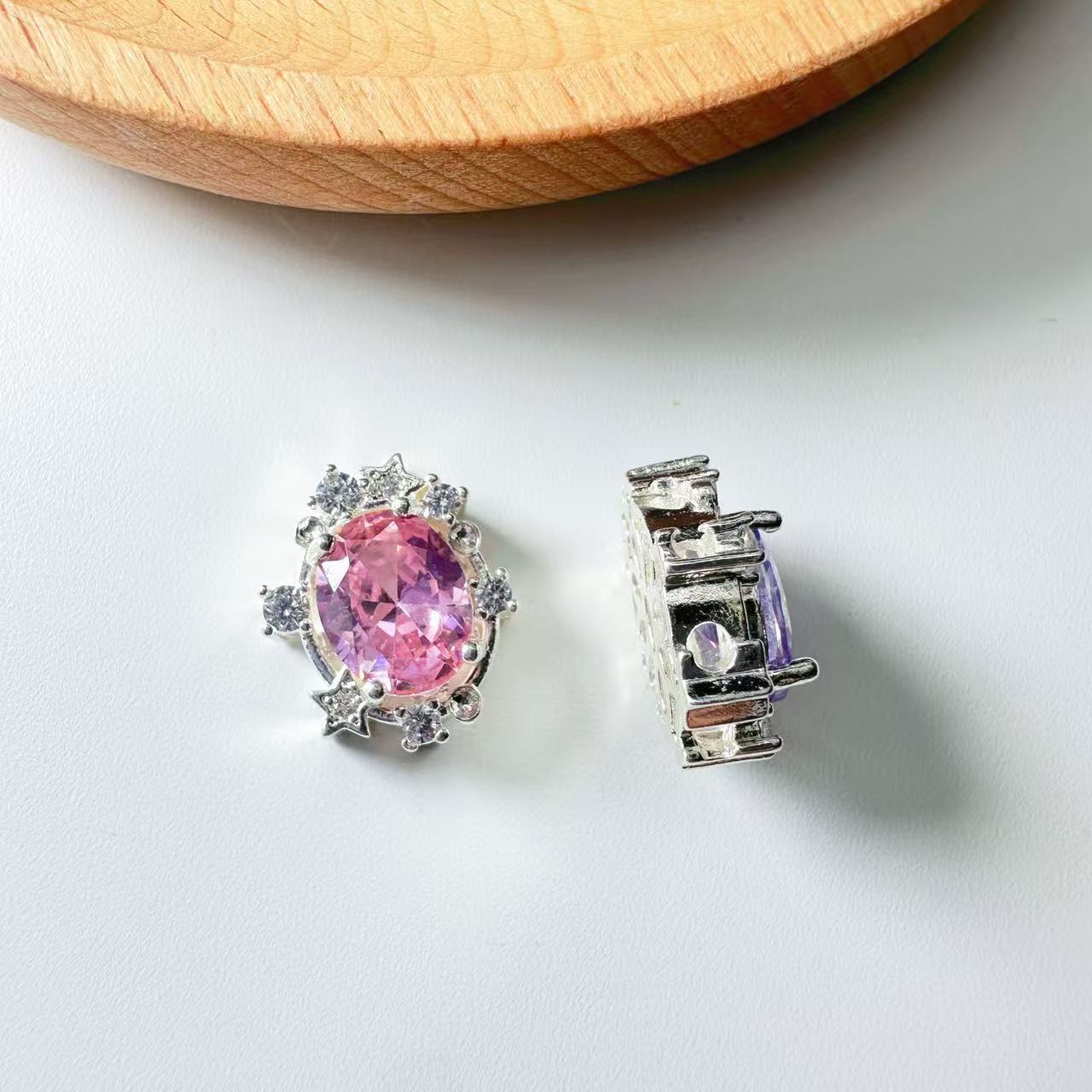 Oval Cut CZ Spacer Bead-10pcs