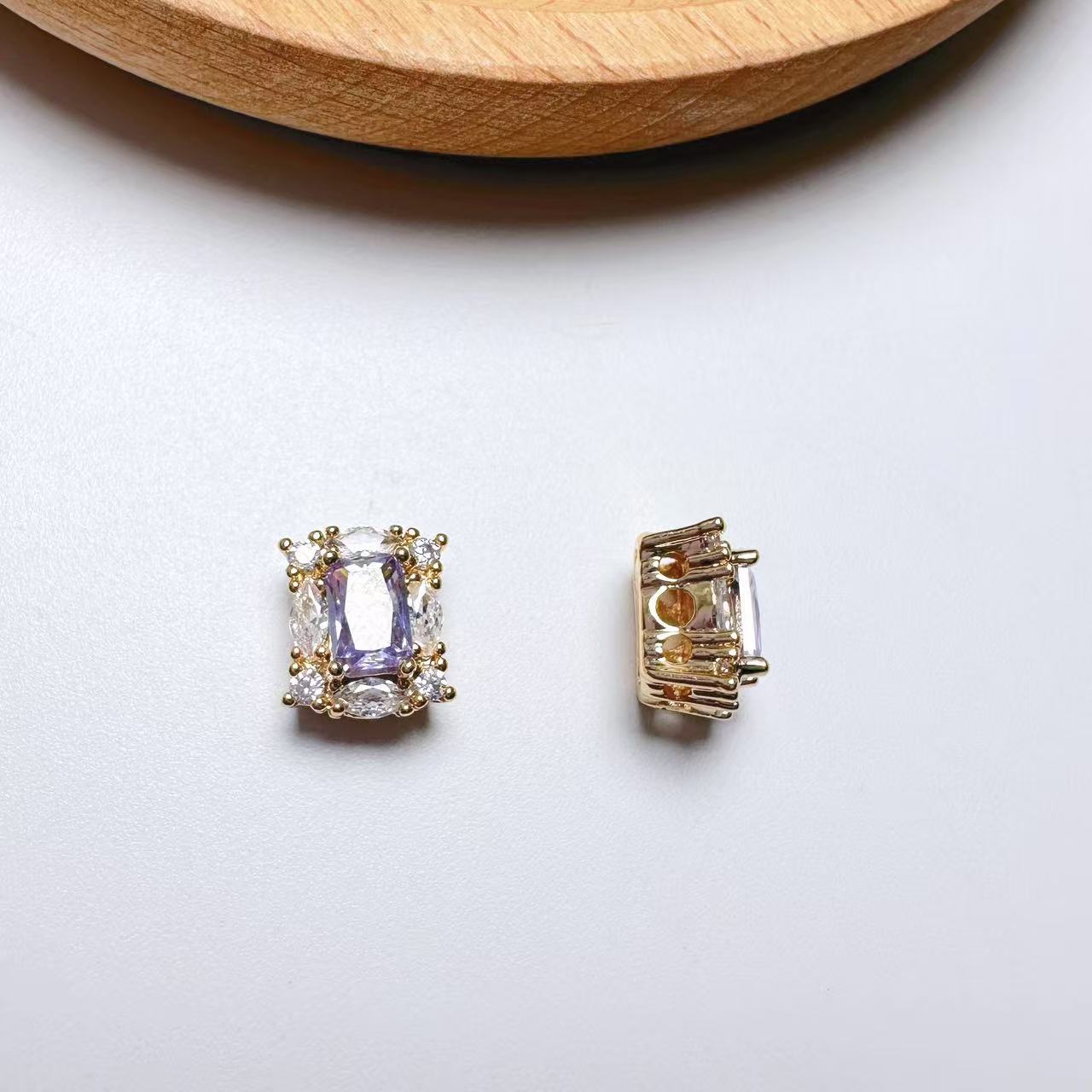 Rectangle Cut CZ Spacer Bead-10pcs