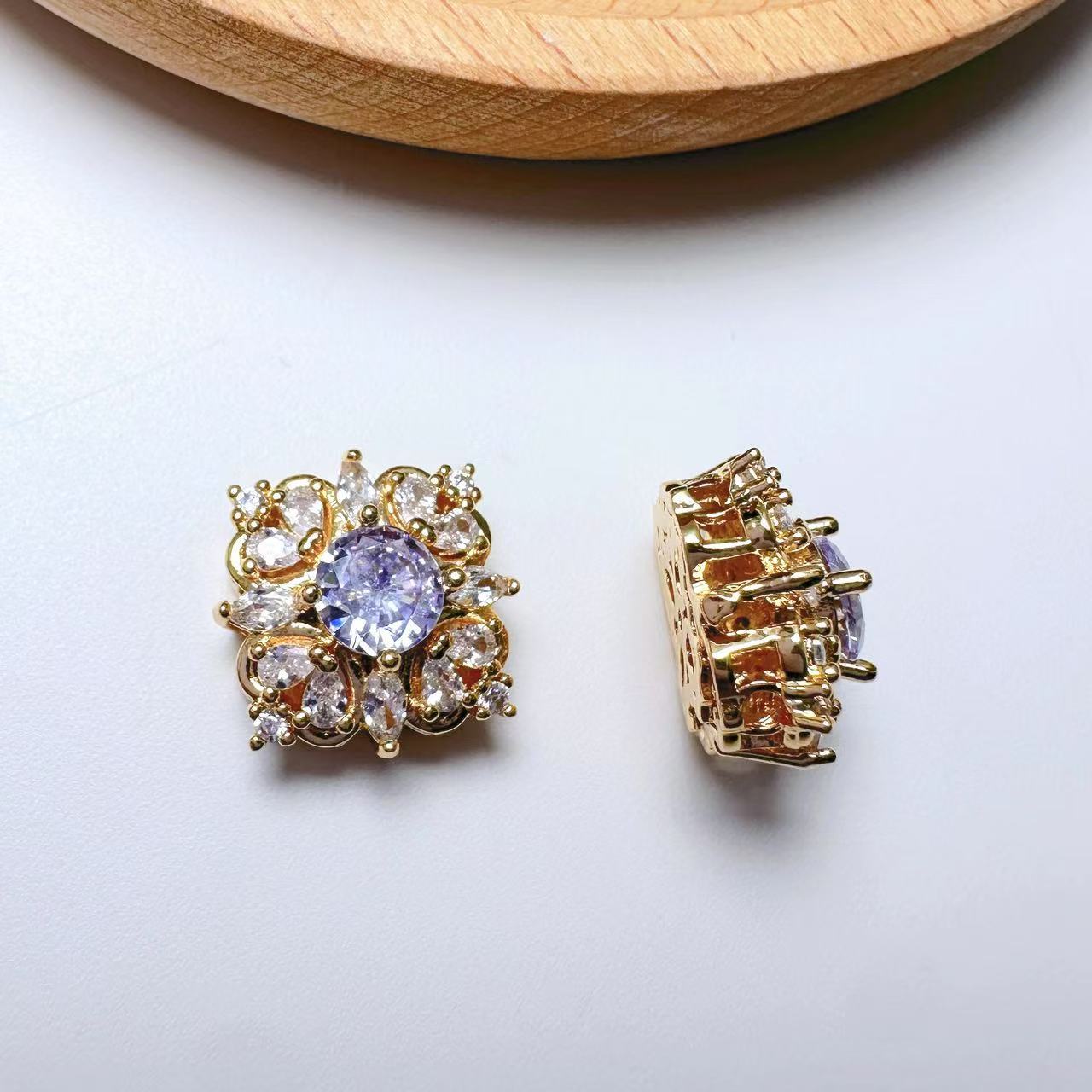 Square CZ Spacer Bead-10pcs