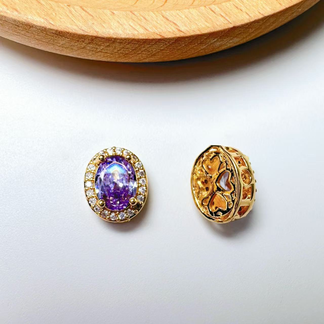 Oval Cut CZ Spacer Bead-10pcs