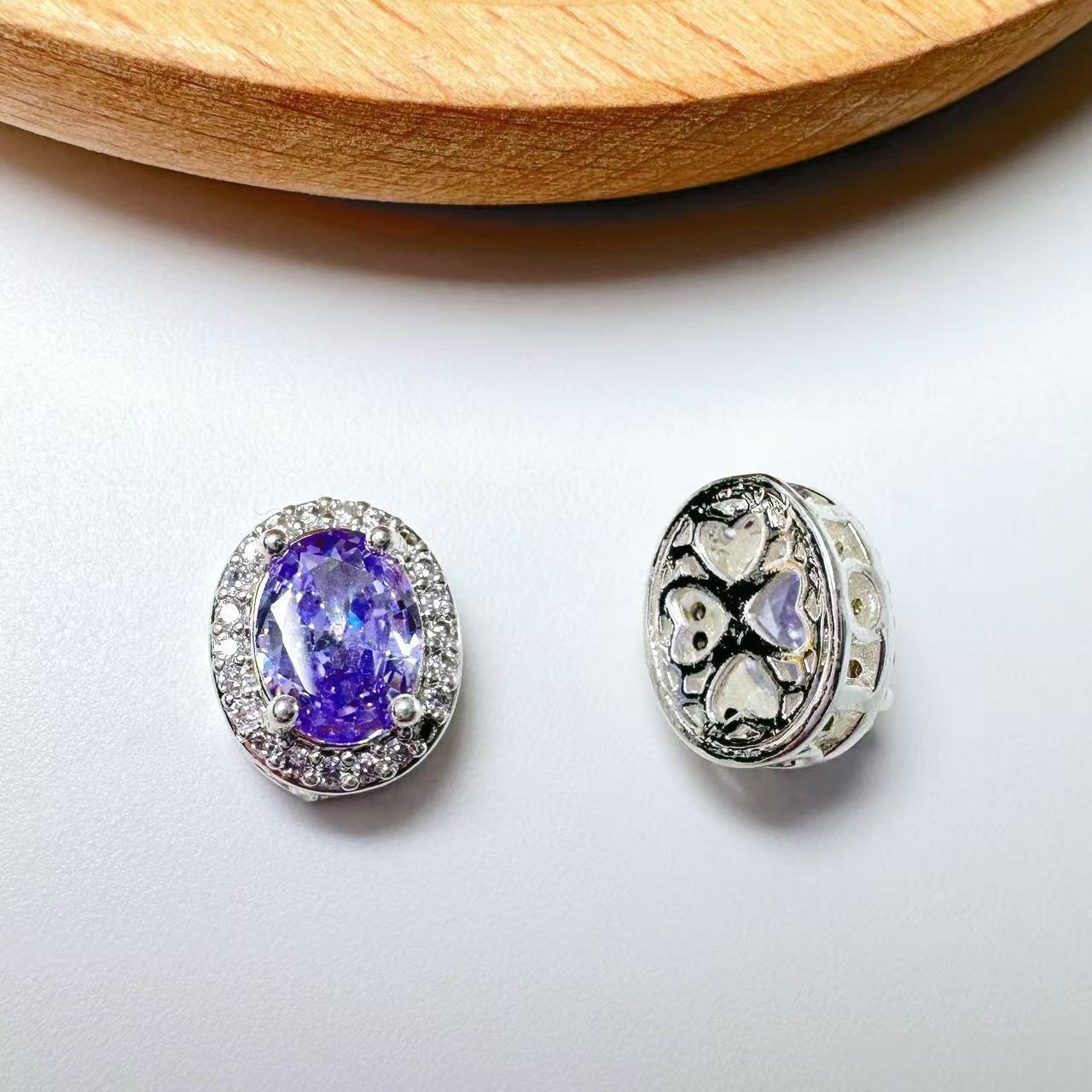 Oval Cut CZ Spacer Bead-10pcs