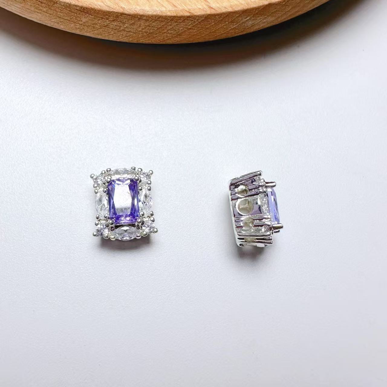 Rectangle Cut CZ Spacer Bead-10pcs