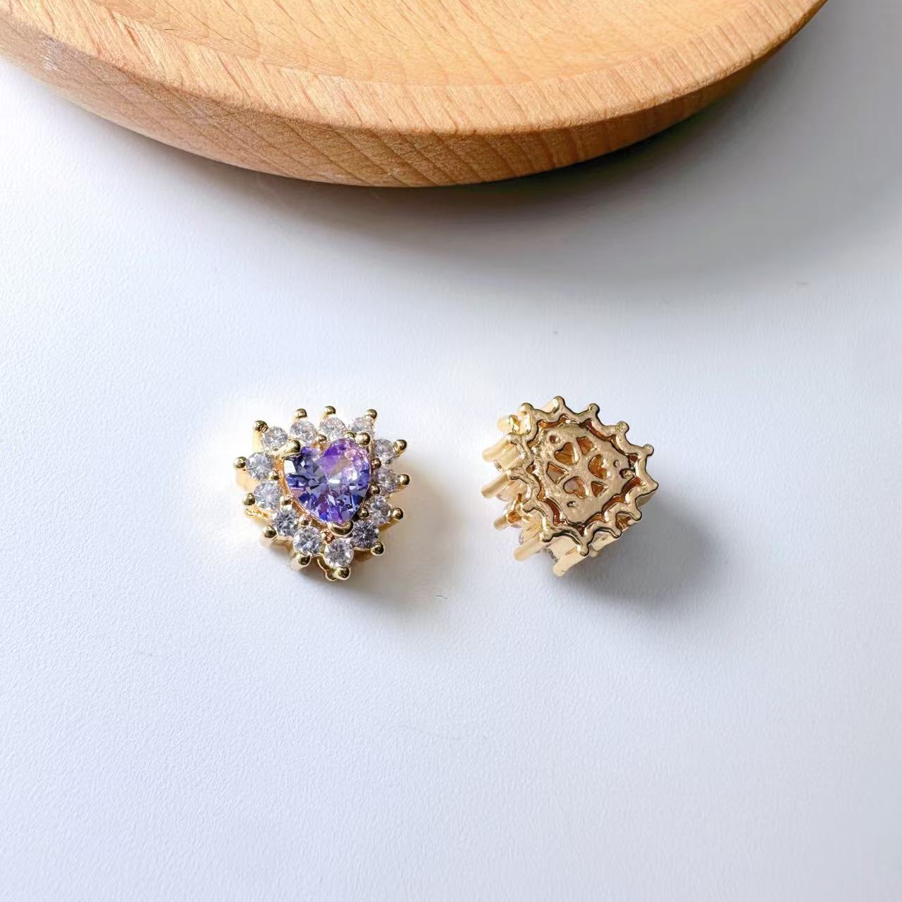 Heart Shape CZ Spacer Bead-10pcs