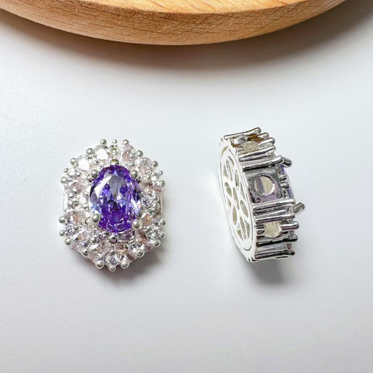 Oval Cut CZ Spacer Bead-10pcs