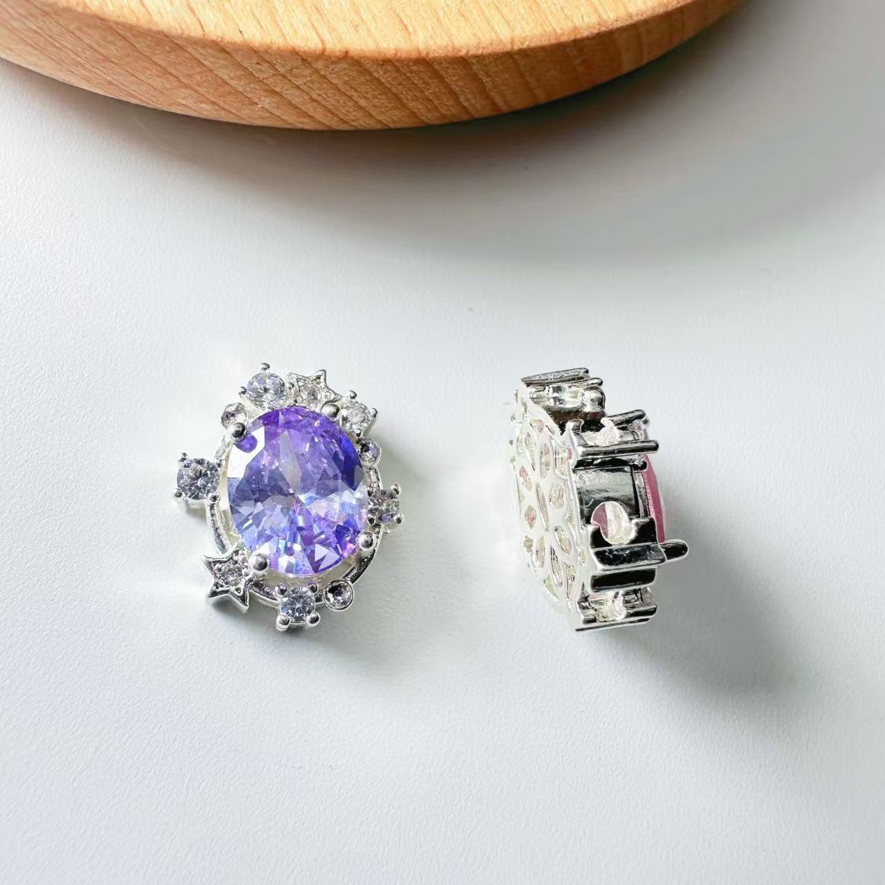 Oval Cut CZ Spacer Bead-10pcs