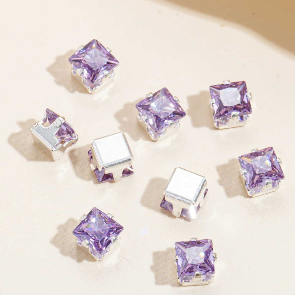 (100pcs)5x5MM Square Prong-Set CZ