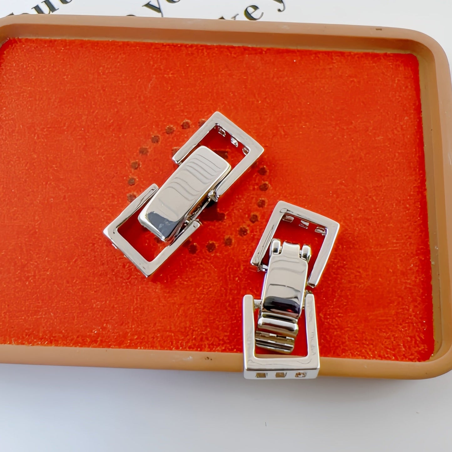 (2pcs)Double & Single Row Square Watch Clasp