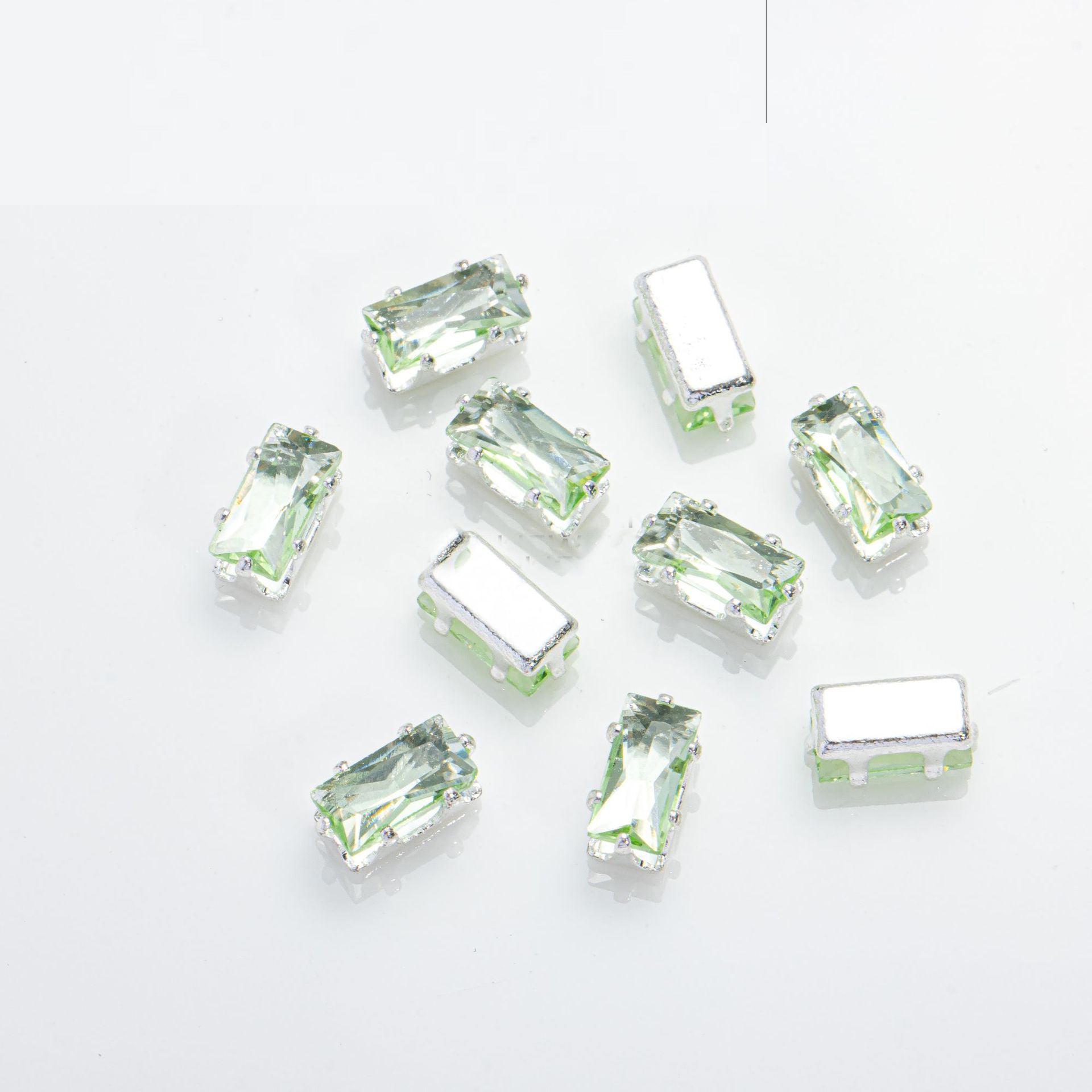 (100pcs)3x6mm Rectangle Prong-Set CZ