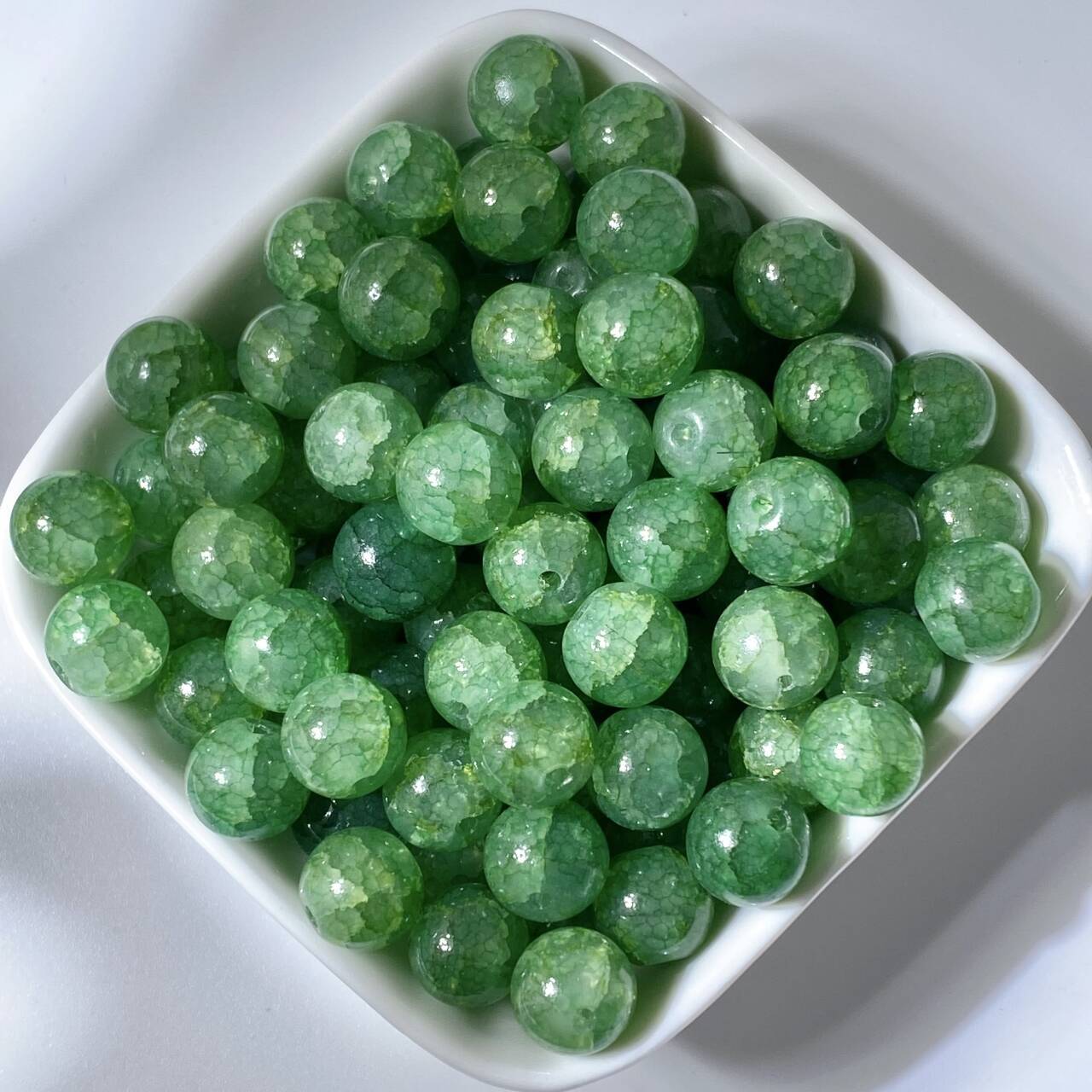 (50pcs)10mm Jade Crackle Glass Beads