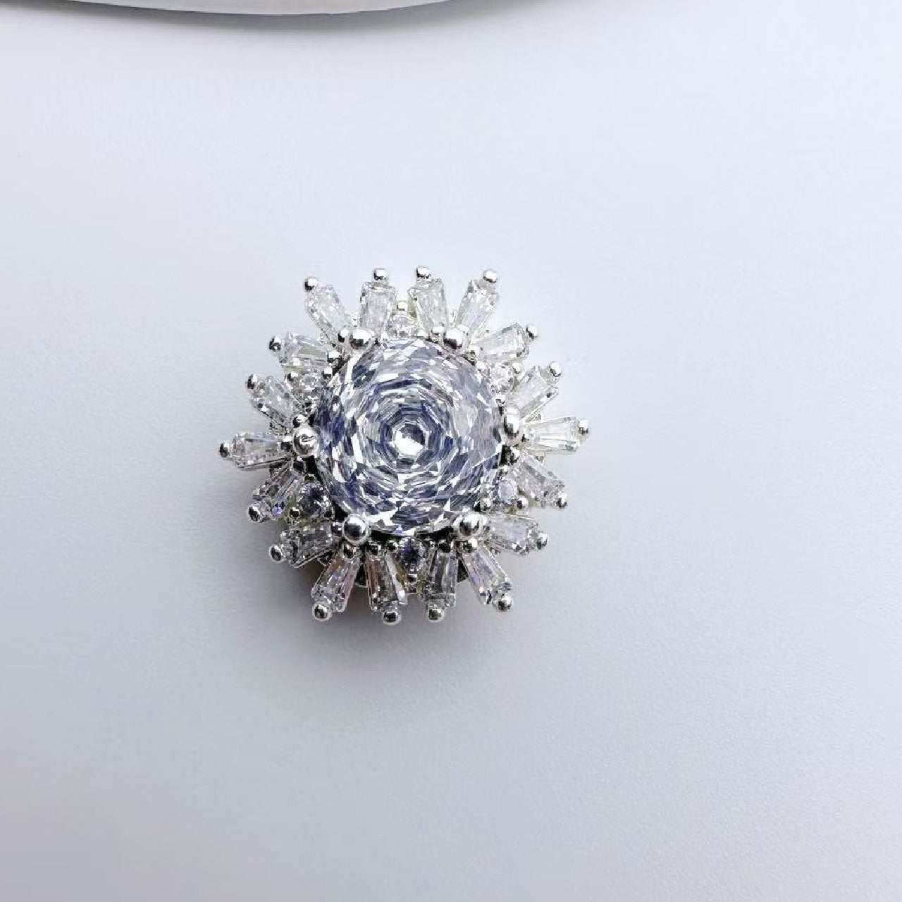 Snowflake Zircon Spacer with Rose Cut Diamond