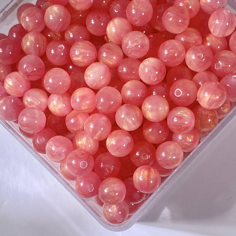 (50pcs)8/10/12/16MM Gilded Resin Beads- Oil-Painted Hues
