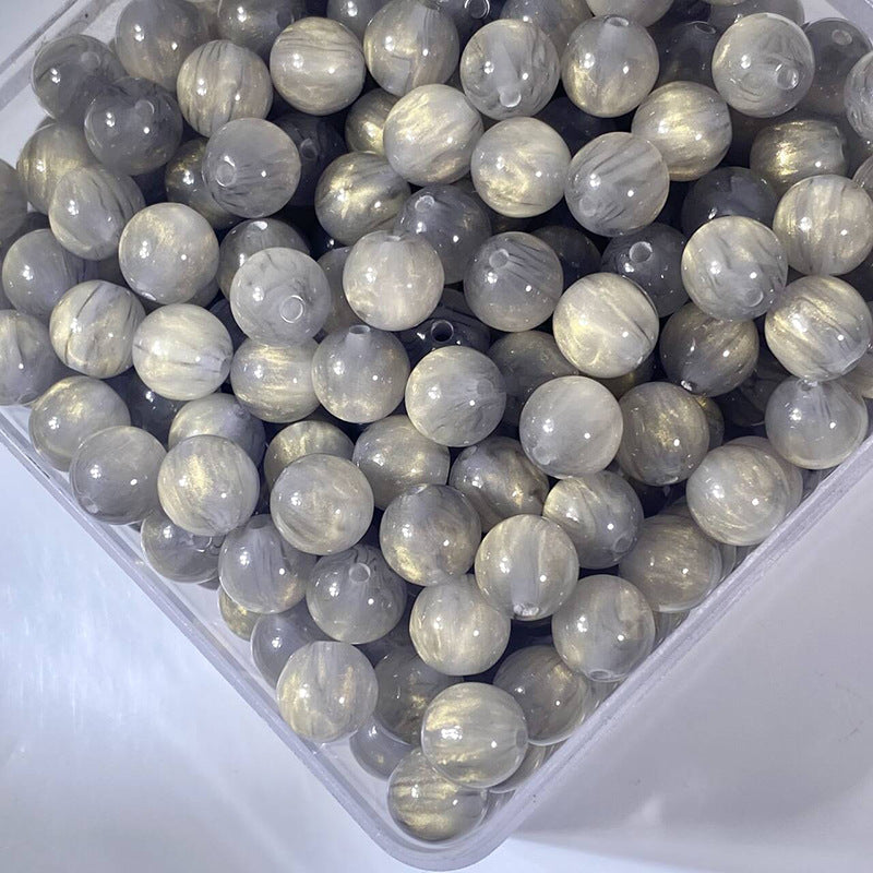 (50pcs)8/10/12/16MM Gilded Resin Beads- Oil-Painted Hues