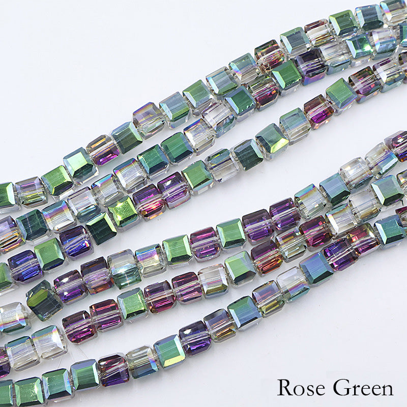 Premium 4/6/8mm Cube Crystal Beads - Ember Gilt Collection