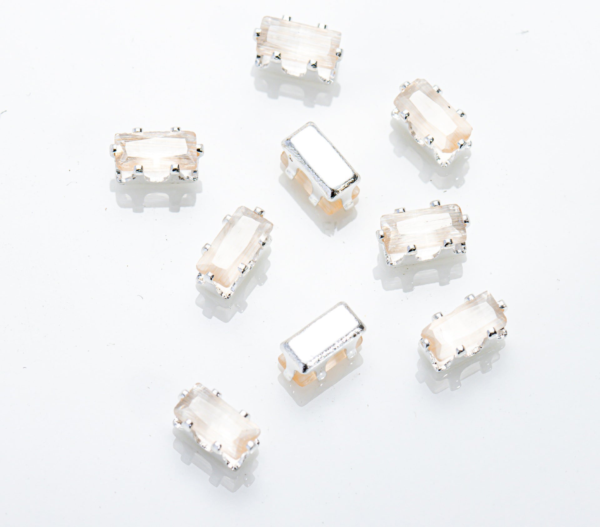 (100pcs)2.5x5mm Cat Eye Rectangle Prong-Set CZ