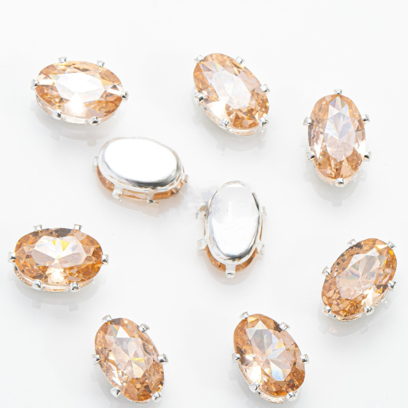 (100pcs)5x7mm Oval Prong-Set CZ