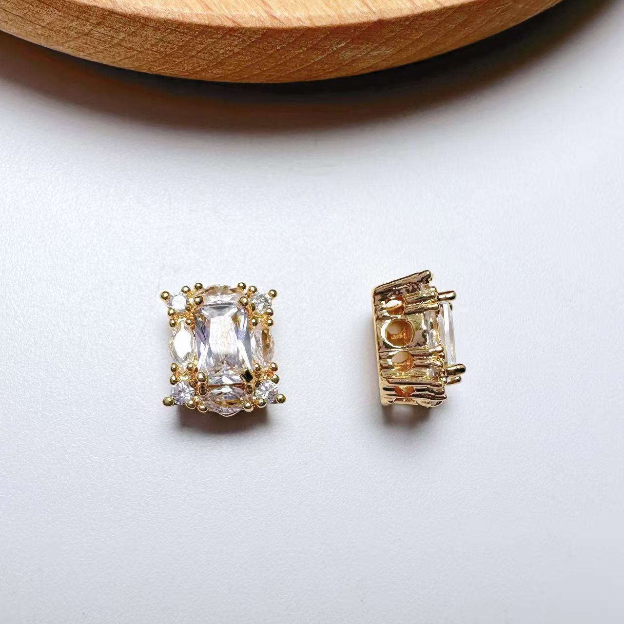 Rectangle Cut CZ Spacer Bead-10pcs