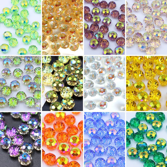 Premium 4/6/8mm Rondelles Crystal Beads-Plated Crest Collection