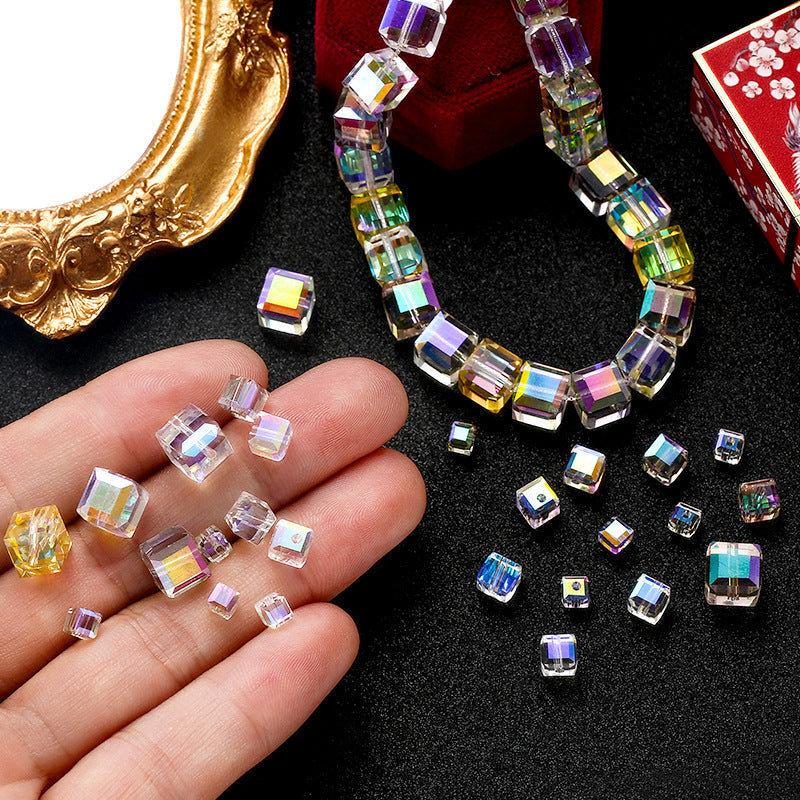 Premium 4/6/8mm Cube Crystal Beads - Ember Gilt Collection