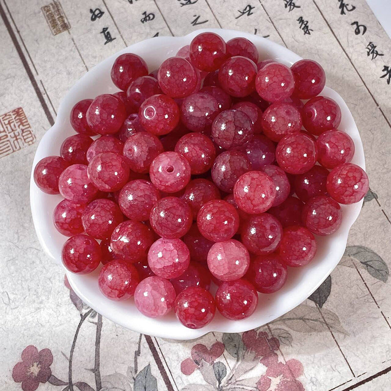 (50pcs)10mm Jade Crackle Glass Beads