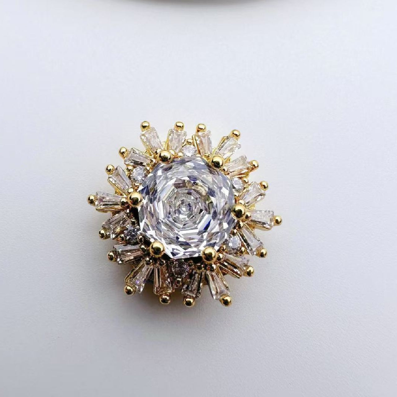 16mm Snowflake Zircon Spacer with Rose Cut Diamond