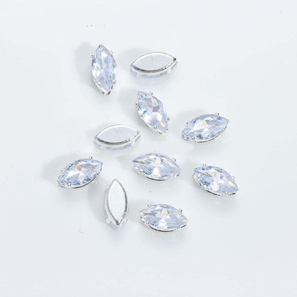 (100pcs)4x8mm Marquise Prong-Set Rhinestone Beads