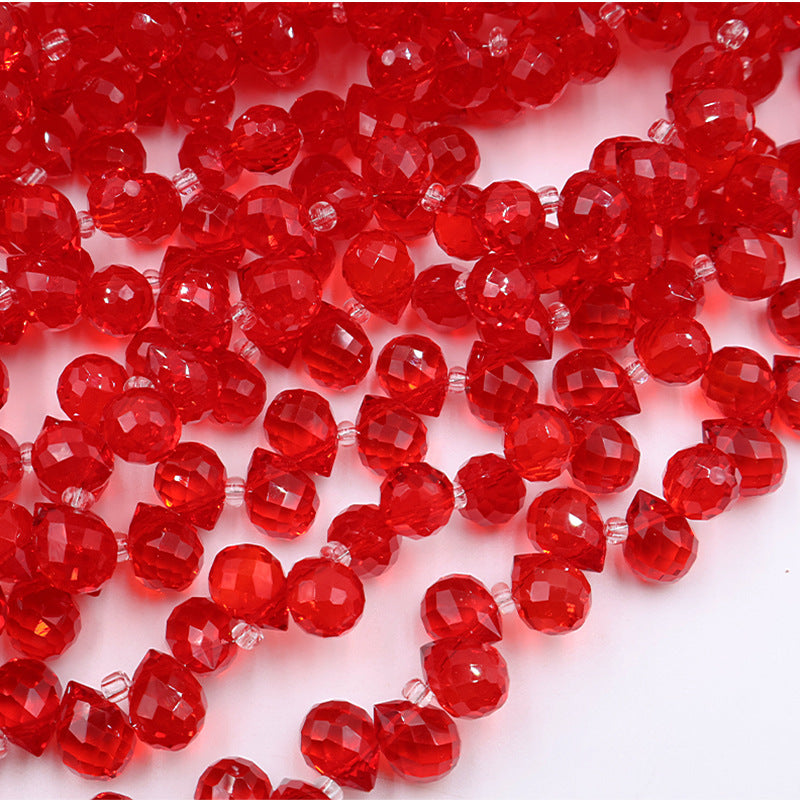 Premium 8MM Teardrop Faceted Beads - Green & Red Family