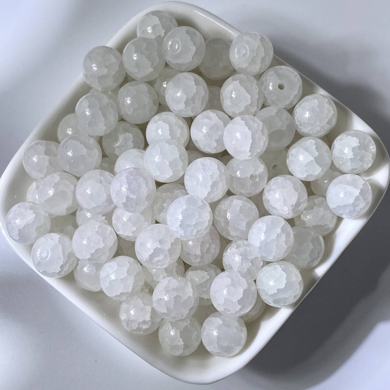 (50pcs)10mm Jade Crackle Glass Beads