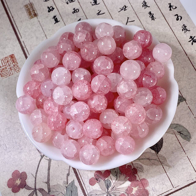 (50pcs)10mm Jade Crackle Glass Beads